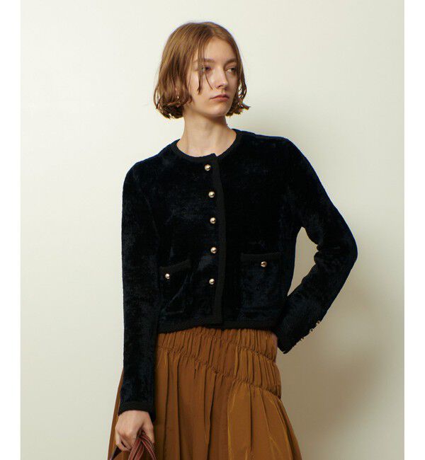 allureville「ベロアニットジャケット」|カーディガン|