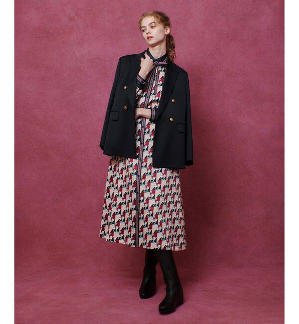 LOULOU WILLOUGHBY「【LOULOU WILLOUGHBY】ホースジオメトリックプリントシャツワンピース」|ワンピース|