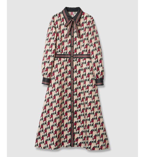 LOULOU WILLOUGHBY「【LOULOU WILLOUGHBY】ホースジオメトリックプリントシャツワンピース」|ワンピース|