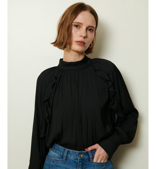 allureville「フリルスリーブブラウス」|シャツ・ブラウス|ブラック