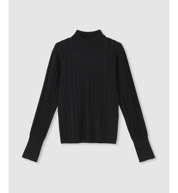 allureville「ストライプモックネックレス プルオーバー」|ニット・セーター|ブラック