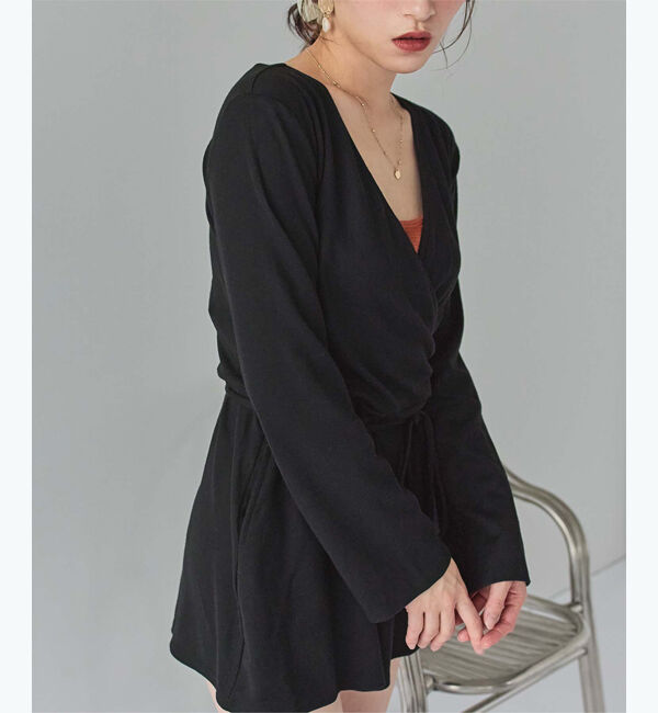 SEA DRESS「細リブカシュクールオールインワン」|コンビネゾン|