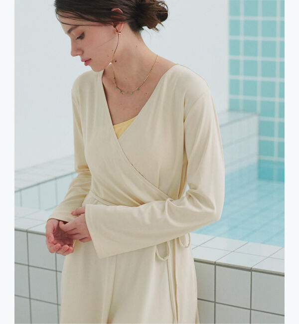 SEA DRESS「細リブカシュクールオールインワン」|コンビネゾン|