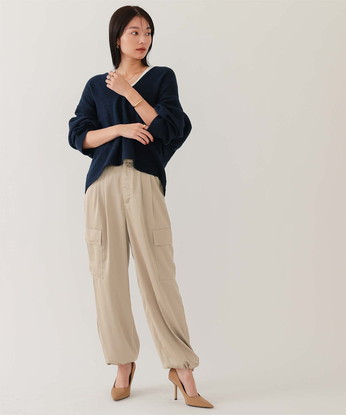 ur's「サテンパラシュートパンツ」|カーゴ|