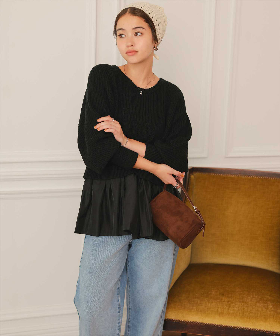 titivate「シアーペプラムドッキングニットプルオーバー」|ニット・セーター|