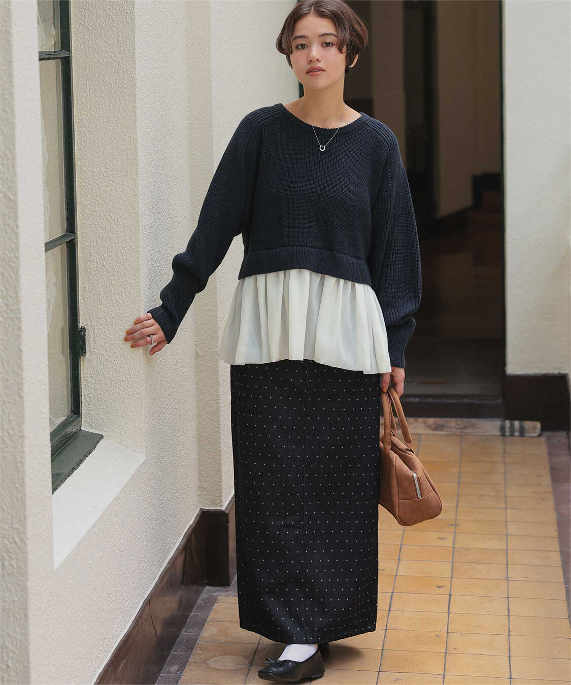 titivate「シアーペプラムドッキングニットプルオーバー」|ニット・セーター|