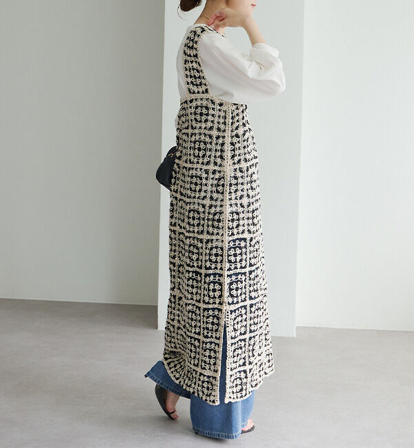  「【25AW】配色カギ針編み風ワンピース」|ワンピース|