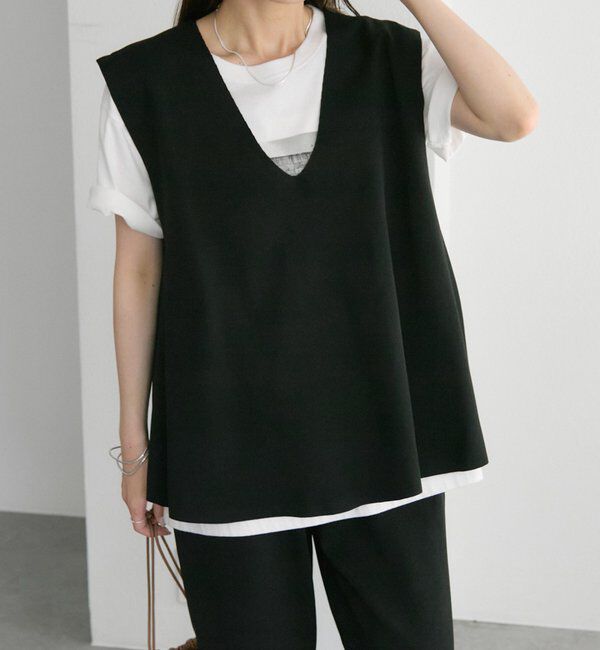  「スポンディッシュVネックニットベスト」|ニット・セーター|