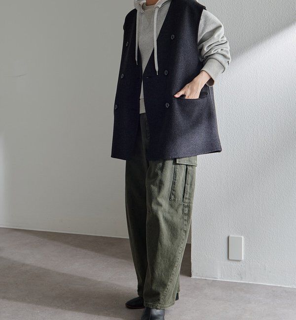  「ハンドメイド風ウール混ジレベスト」|ダウンベスト・ベスト|