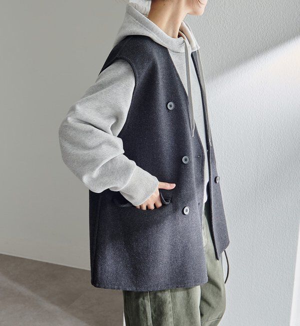  「ハンドメイド風ウール混ジレベスト」|ダウンベスト・ベスト|