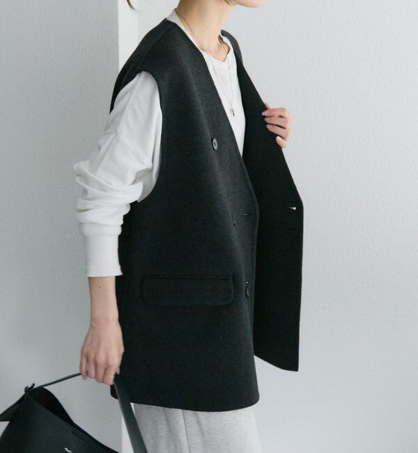  「ハンドメイド風ウール混ジレベスト」|ダウンベスト・ベスト|