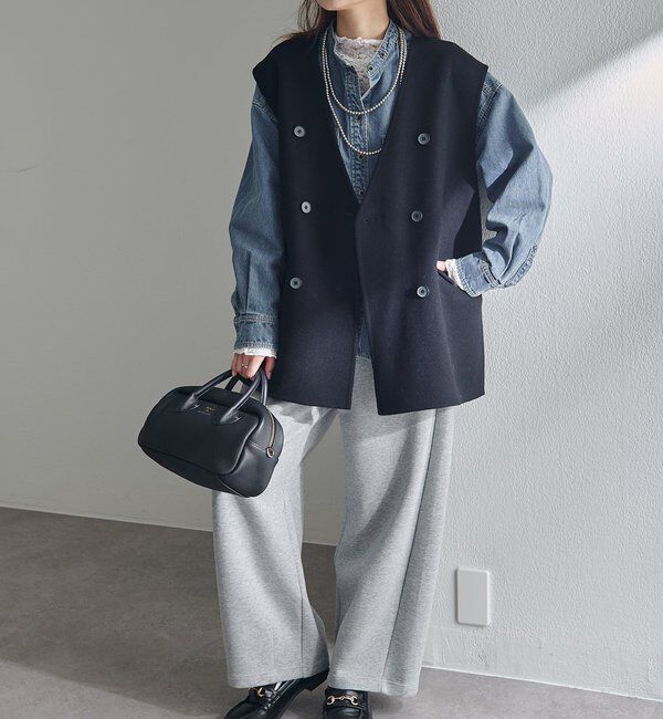  「ハンドメイド風ウール混ジレベスト」|ダウンベスト・ベスト|