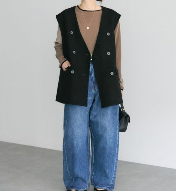  「ハンドメイド風ウール混ジレベスト」|ダウンベスト・ベスト|