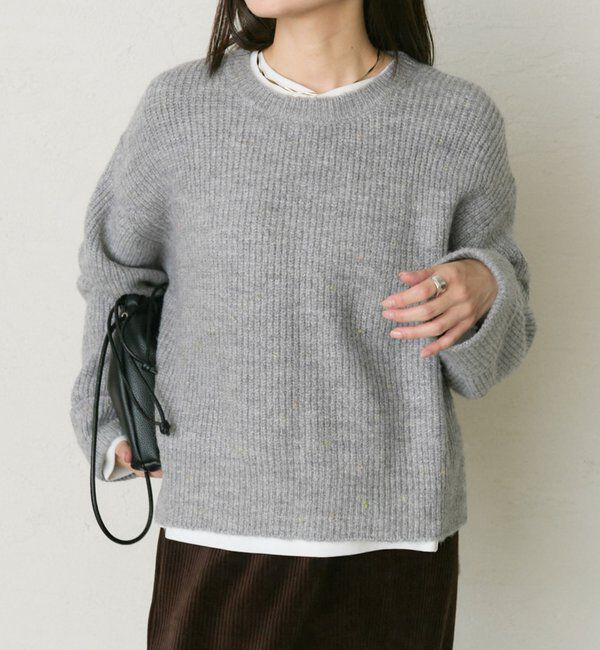  「ネップクルーネックニットプルオーバー」|キャミソール|グレー