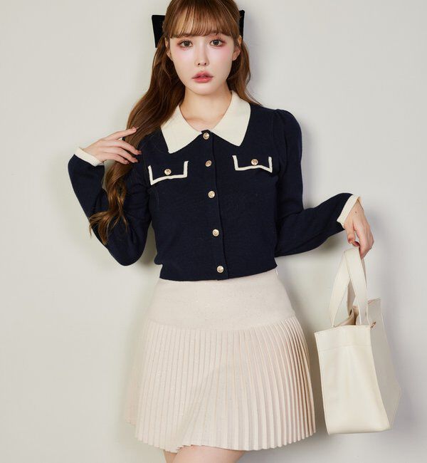  「細プリーツラメ混スカート」|スカート|