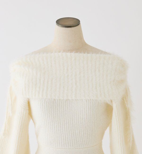  「オフショルプリーツニットミニワンピ」|ワンピース|