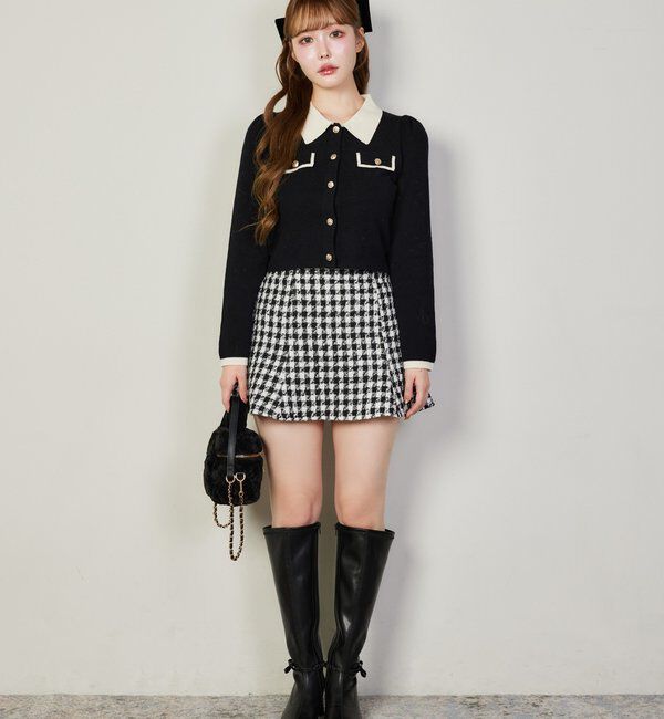  「金ボタン配色衿ニット」|ニット・セーター|