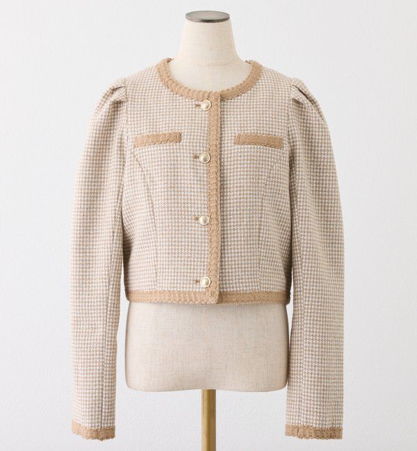  「【セットアップ対応】ノーカラーツイードジャケット」|ダウンベスト・ベスト|