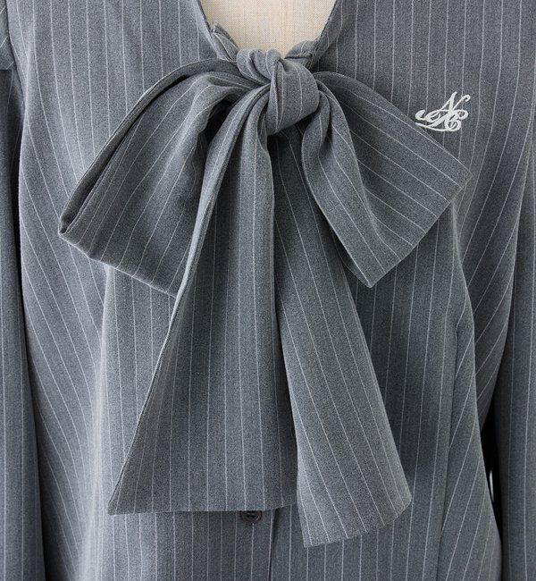  「刺繍入りボウタイブラウス／リボン取り外し可」|シャツ・ブラウス|