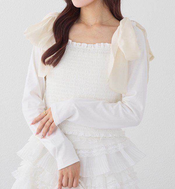 「肩リボンシャーリングインナー」|プルオーバー|