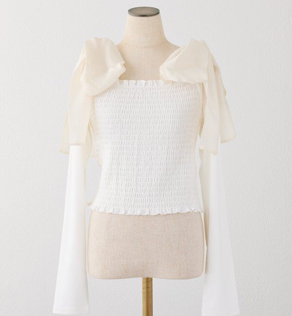  「肩リボンシャーリングインナー」|プルオーバー|
