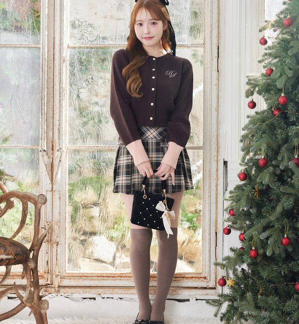  「金ボタンボックスプリーツミニスカート」|スカート|