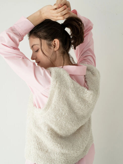 Te chichi TERRASSE「前後2WAYラメシャギーベスト《2025spring catalog item》」|ニット・セーター|オフホワイト