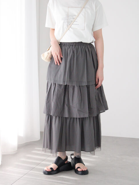 Te chichi TERRASSE「チュールティアードスカート《2025summer catalog item》」|スカート|チャコールグレー