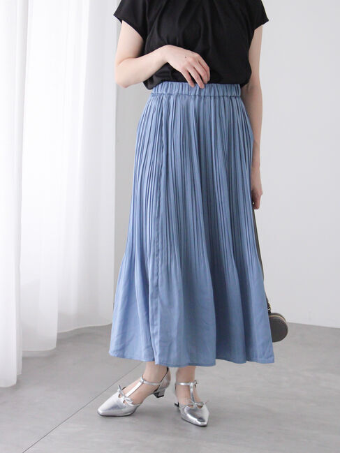 Te chichi TERRASSE「【選べる着丈】消しプリーツスカート」|スカート|ブルー