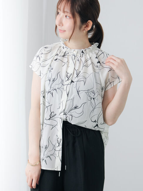Te chichi TERRASSE「アートラインフリルネックブラウス」|シャツ・ブラウス|