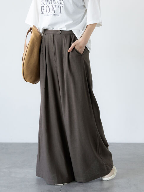 Lugnoncure「【セットアップ可】レーヨン麻ワイドパンツ」|その他|カーキ