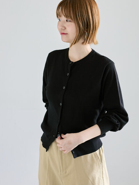 Lugnoncure「コットンクルーネックカーディガン」|カーディガン|ブラック