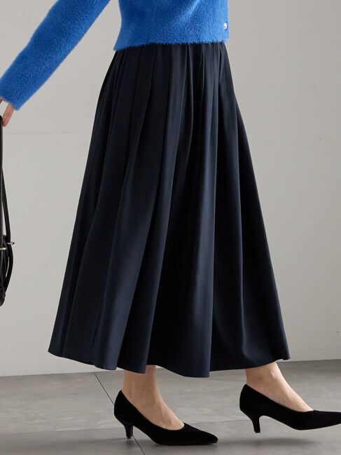 Te chichi「フラッフィーツイルタックフレアスカート」|スカート|ネイビー