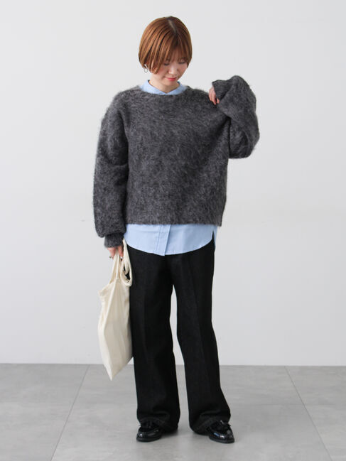 Lugnoncure「刺繍入りバンドカラーシャツ」|シャツ・ブラウス|