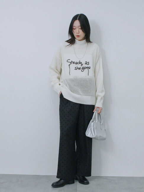 Samansa Mos2 blue「ロゴメッシュニットプルオーバー」|ニット・セーター|