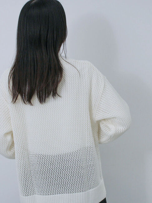 Samansa Mos2 blue「ロゴメッシュニットプルオーバー」|ニット・セーター|