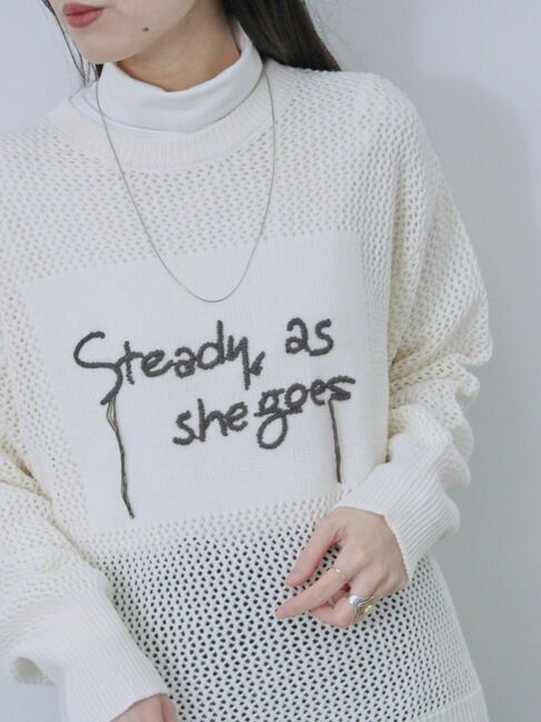 Samansa Mos2 blue「ロゴメッシュニットプルオーバー」|ニット・セーター|