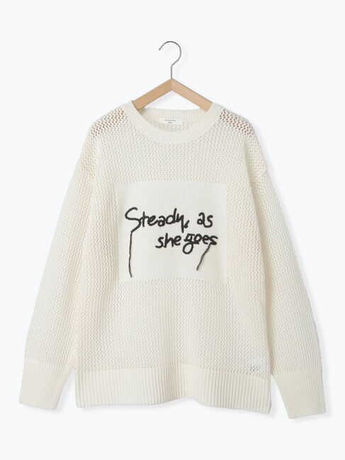 Samansa Mos2 blue「ロゴメッシュニットプルオーバー」|ニット・セーター|