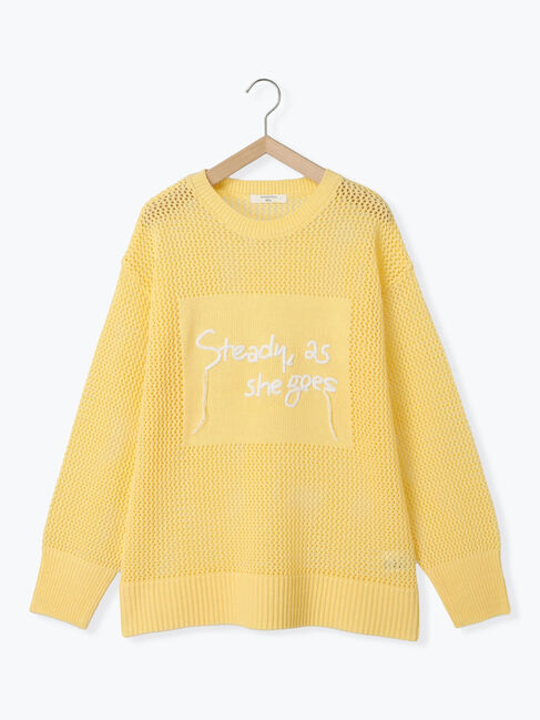 Samansa Mos2 blue「ロゴメッシュニットプルオーバー」|ニット・セーター|