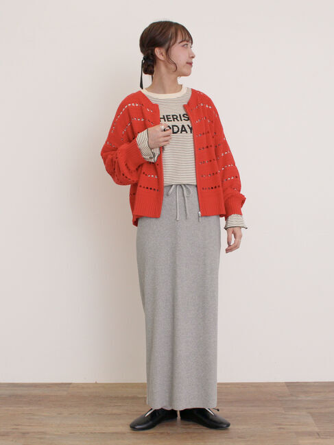 Samansa Mos2「袖口フリルメロウロゴプリントロンT」|Tシャツ・カットソー|