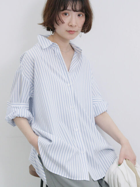 Samansa Mos2 blue「【接触冷感】マルチスタイルシャツ」|シャツ・ブラウス|