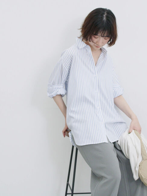 Samansa Mos2 blue「【接触冷感】マルチスタイルシャツ」|シャツ・ブラウス|