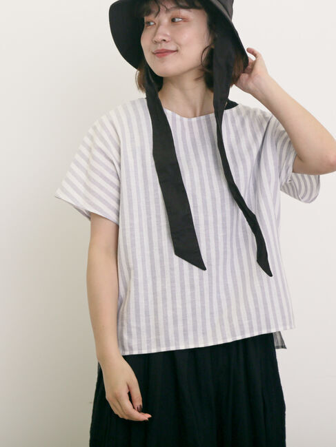 Samansa Mos2「◎綿麻柄アソートボートネックブラウス」|シャツ・ブラウス|Ｓグレー