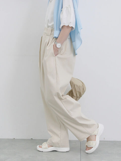 Samansa Mos2 blue「ストレッチタックカーブパンツ」|その他|