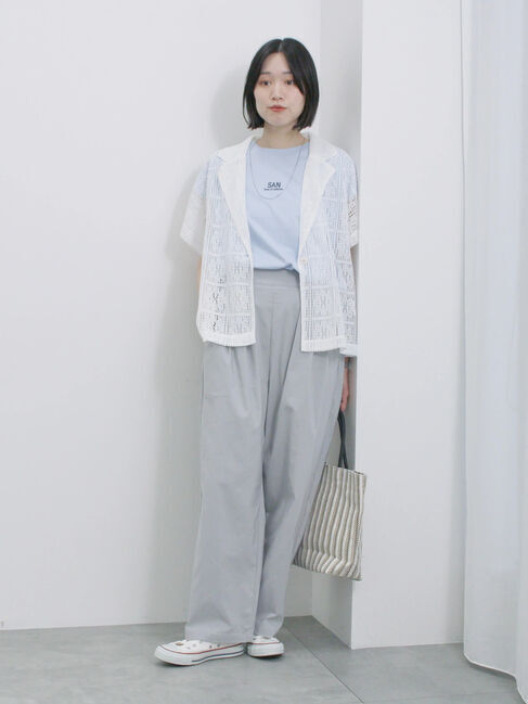 Samansa Mos2 blue「ストレッチタックカーブパンツ」|その他|