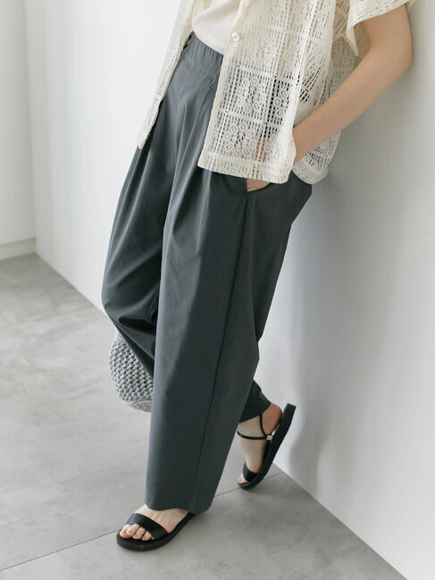 Samansa Mos2 blue「ストレッチタックカーブパンツ」|その他|