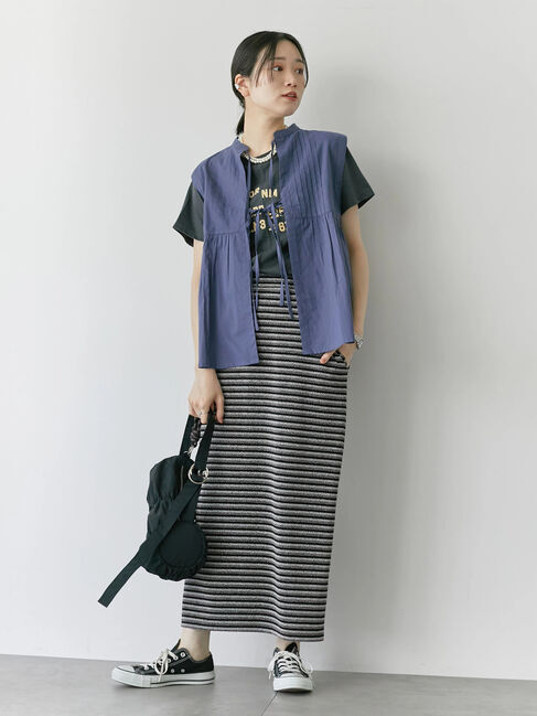 Samansa Mos2 blue「【Made in India】リボンベスト」|シャツ・ブラウス|