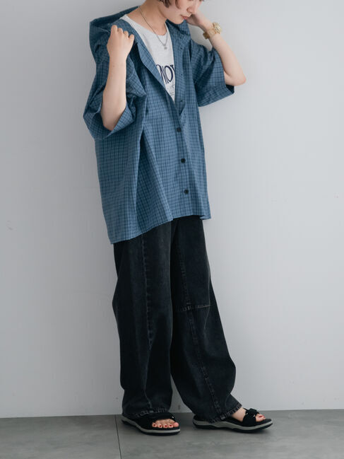 SM2「チェック柄フードシャツ」|シャツ・ブラウス|