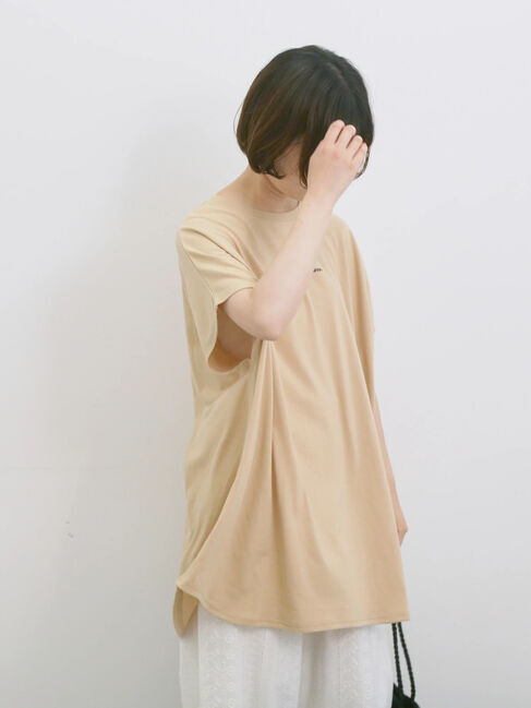 Samansa Mos2 blue「◎【接触冷感】ロゴプリントチュニック」|Tシャツ・カットソー|