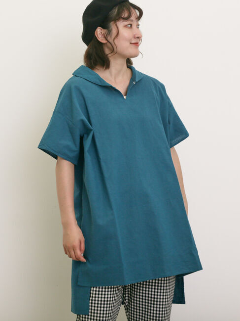 Samansa Mos2「【クールコットン】柄アソートスキッパーチュニック」|シャツ・ブラウス|